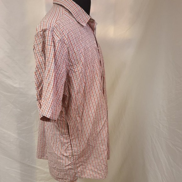 Eddie Bauer Travex Mens Tall XL Red Stripe Plaid Short Sleeve Hike Fish Shirt - Picture 9 of 11